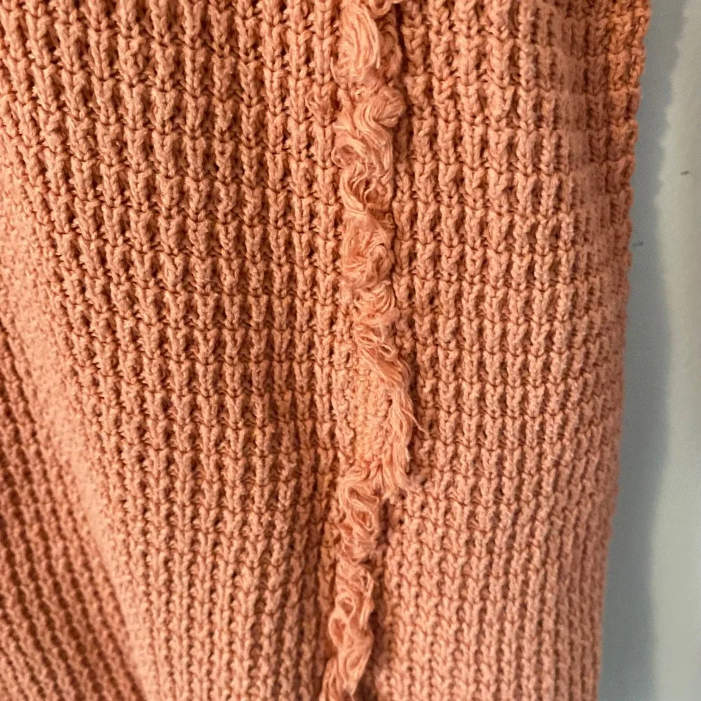 Free‎ People Women Sm Boho Cold Shoulder Fringe Cotton Knit Sweater Festival
